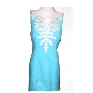 Rare Aqua Teal Beaded Coral Dress